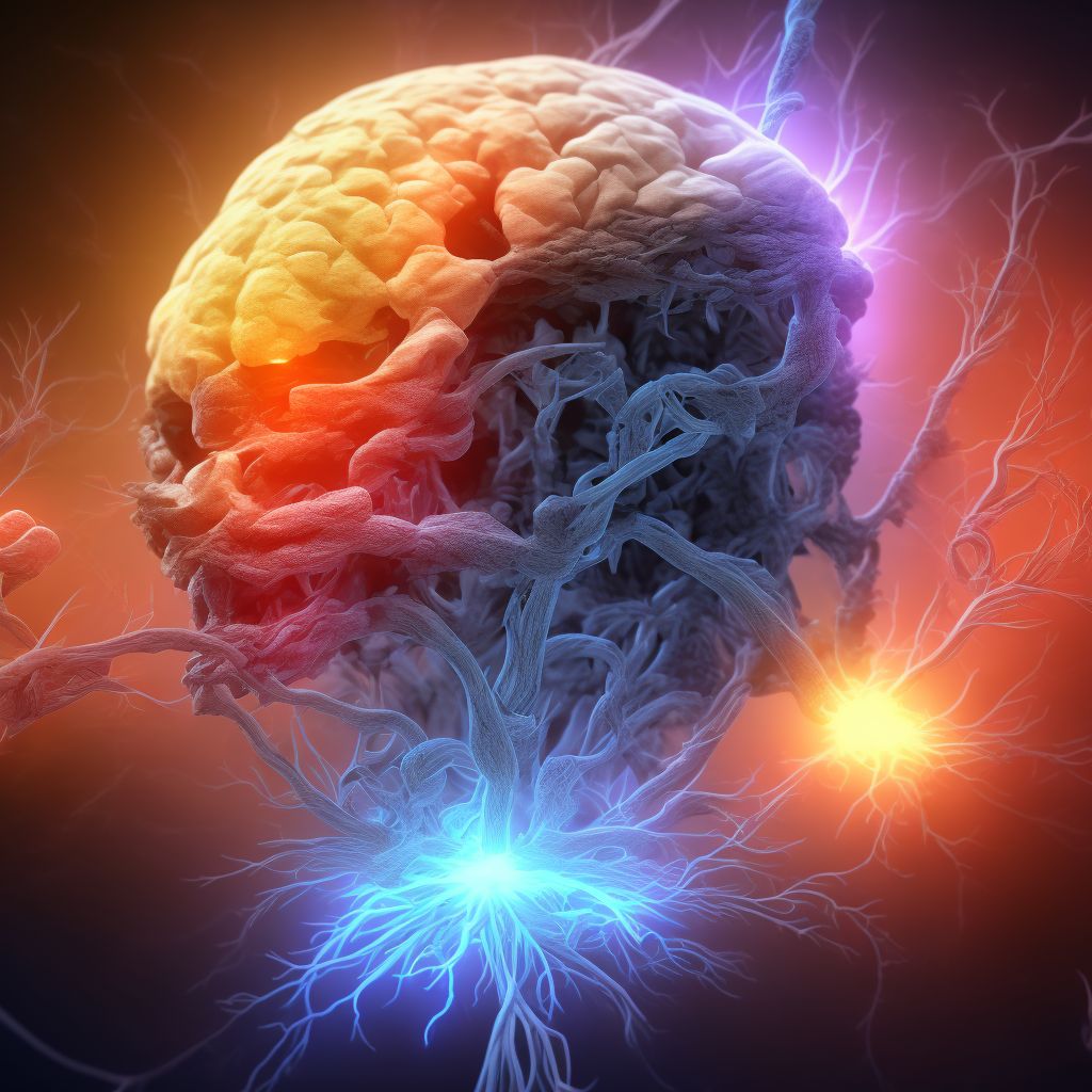 Cerebral infarction due to unspecified occlusion or stenosis of bilateral middle cerebral arteries digital illustration