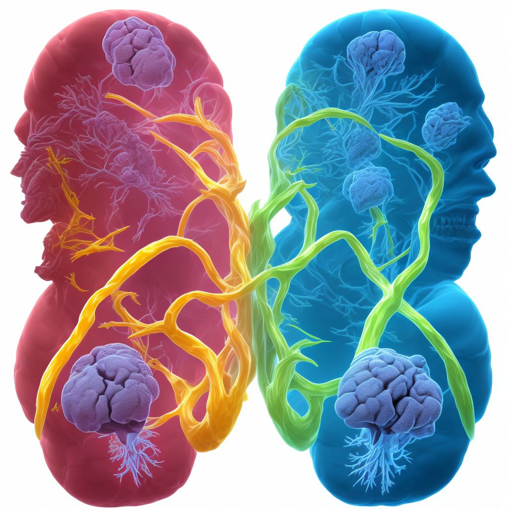 Occlusion and stenosis of right anterior cerebral artery digital illustration