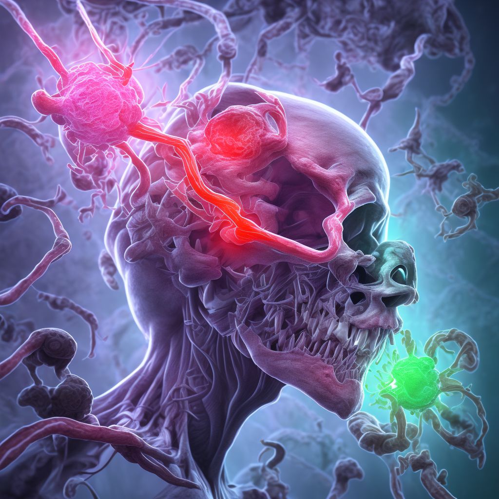 Monoplegia of upper limb following nontraumatic subarachnoid hemorrhage affecting left dominant side digital illustration