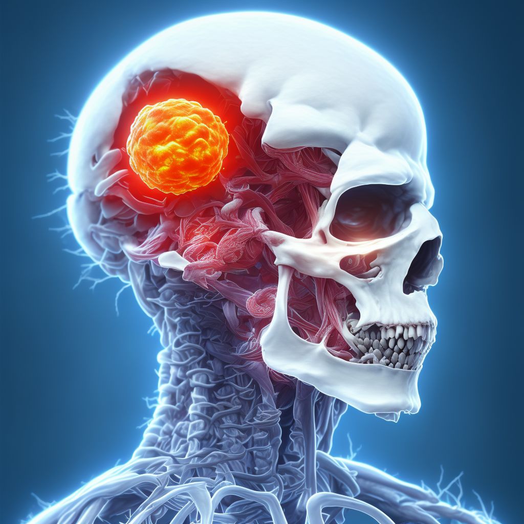 Monoplegia of upper limb following nontraumatic subarachnoid hemorrhage affecting left non-dominant side digital illustration