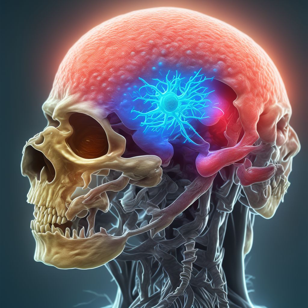 Monoplegia of lower limb following nontraumatic subarachnoid hemorrhage affecting left dominant side digital illustration