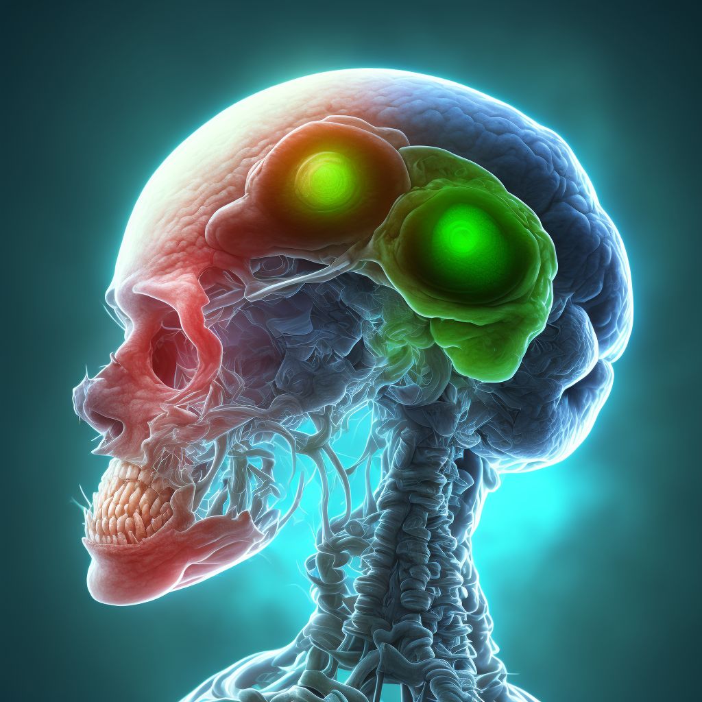 Hemiplegia and hemiparesis following nontraumatic subarachnoid hemorrhage affecting right non-dominant side digital illustration