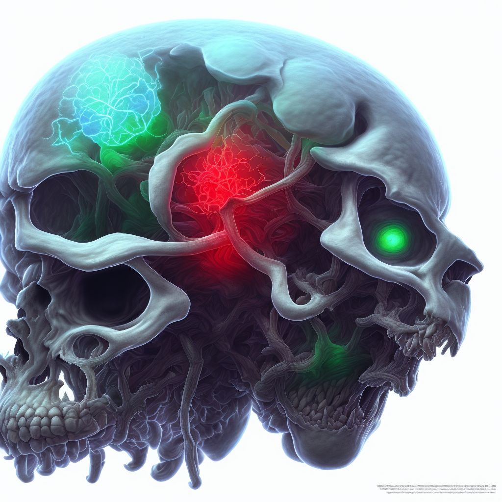 Monoplegia of upper limb following nontraumatic intracerebral hemorrhage affecting right non-dominant side digital illustration