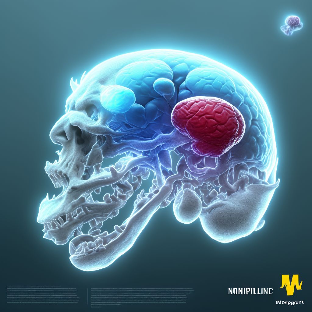 Monoplegia of lower limb following nontraumatic intracerebral hemorrhage affecting left non-dominant side digital illustration