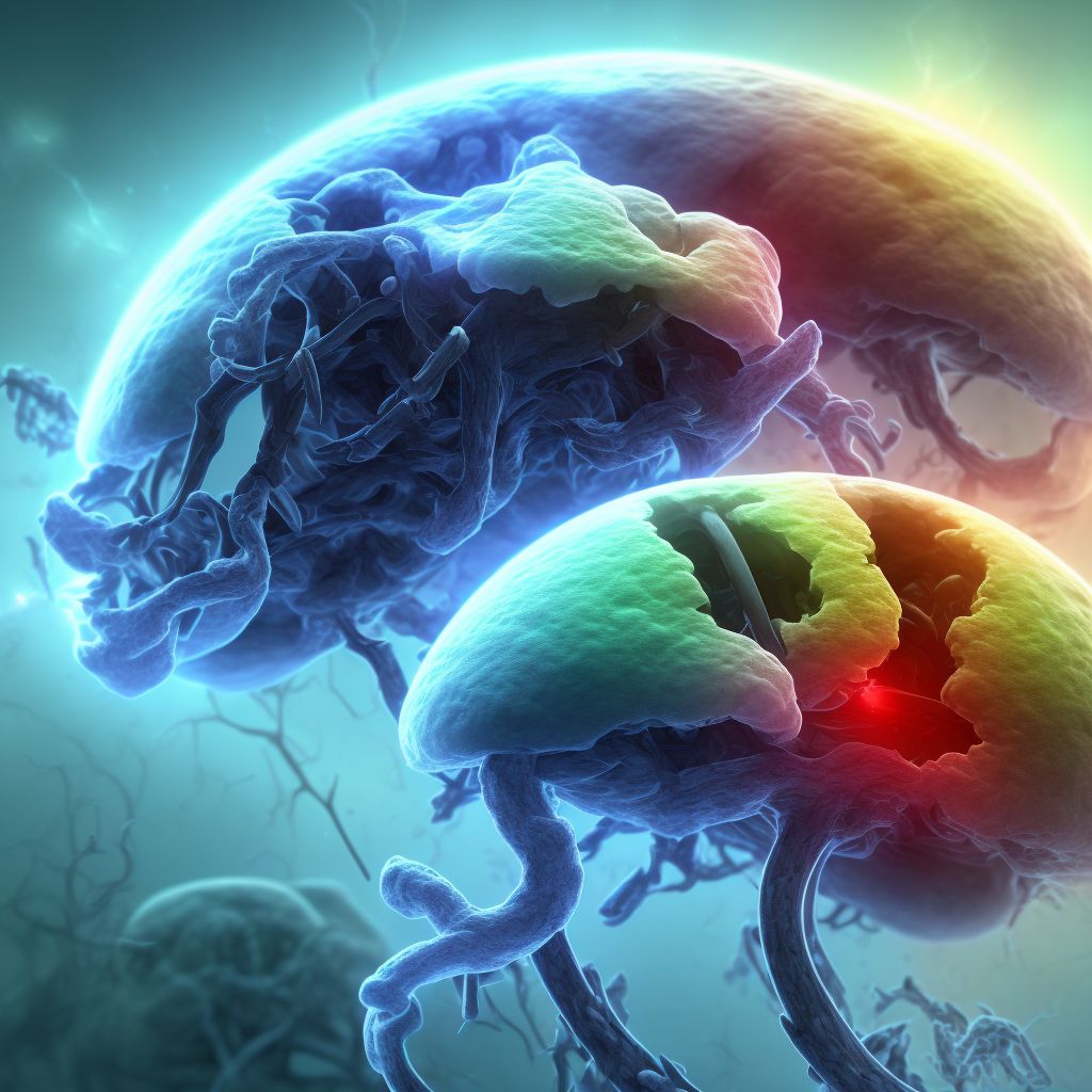 Hemiplegia and hemiparesis following other nontraumatic intracranial hemorrhage affecting left non-dominant side digital illustration