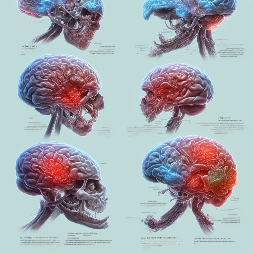 Monoplegia of upper limb following cerebral infarction affecting right non-dominant side digital illustration