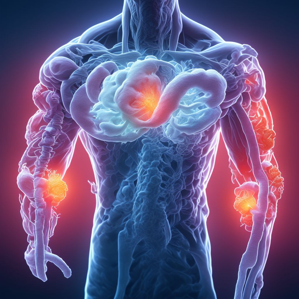 Monoplegia of upper limb following cerebral infarction affecting unspecified side digital illustration