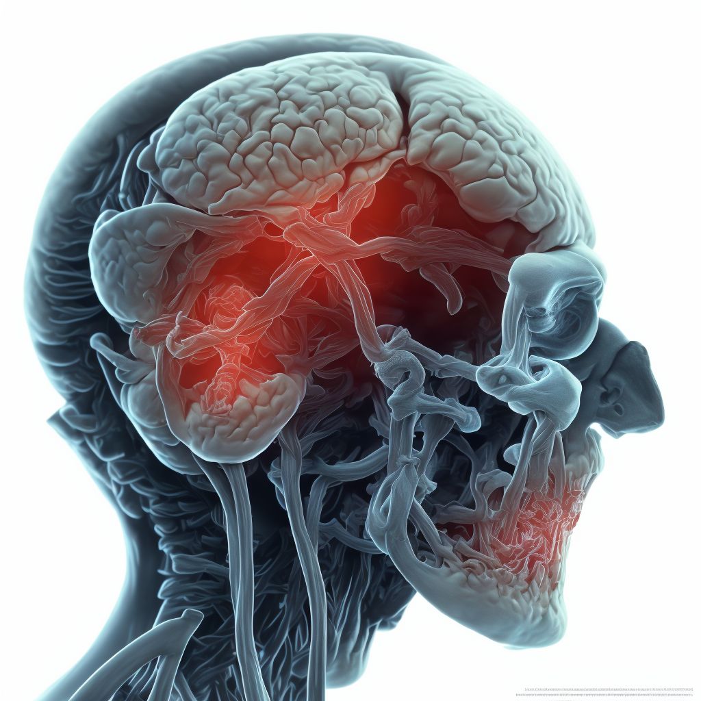 Monoplegia of lower limb following cerebral infarction affecting left dominant side digital illustration