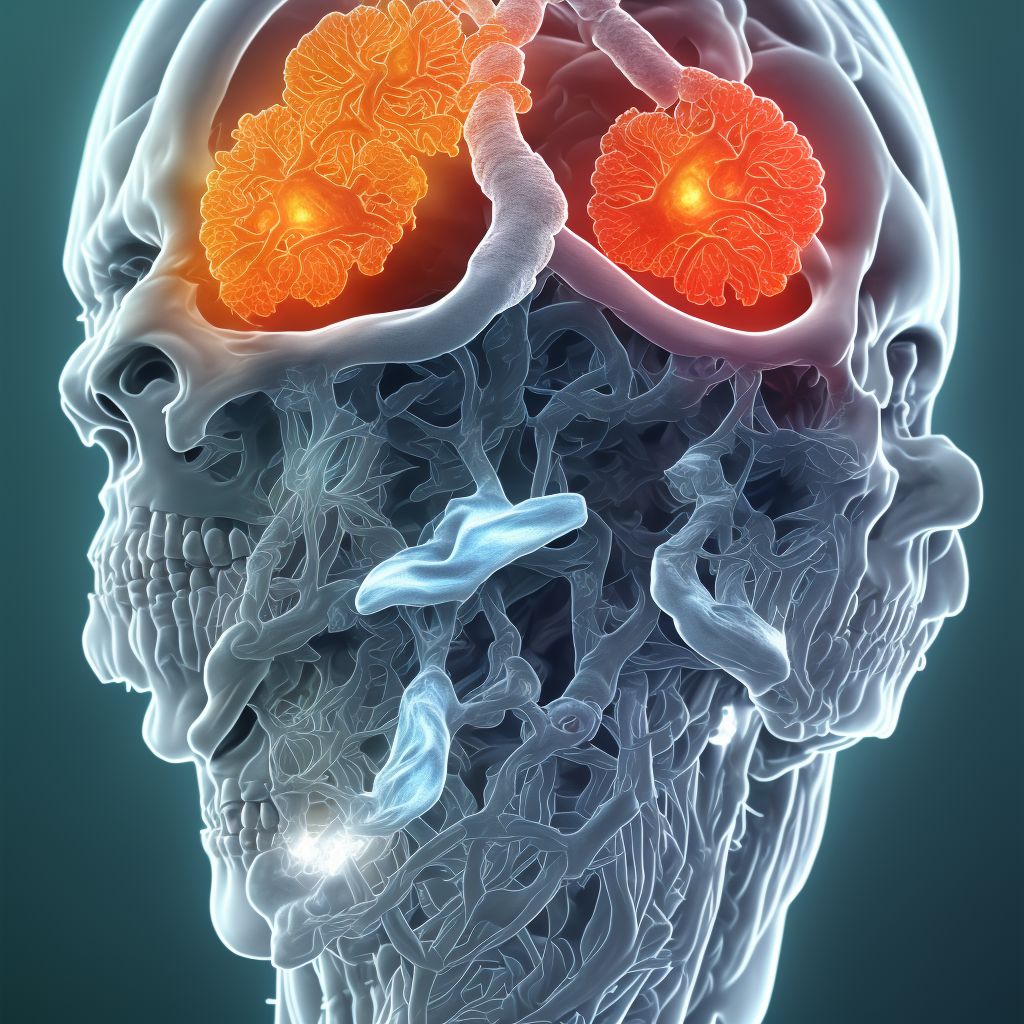 Monoplegia of lower limb following cerebral infarction affecting left non-dominant side digital illustration