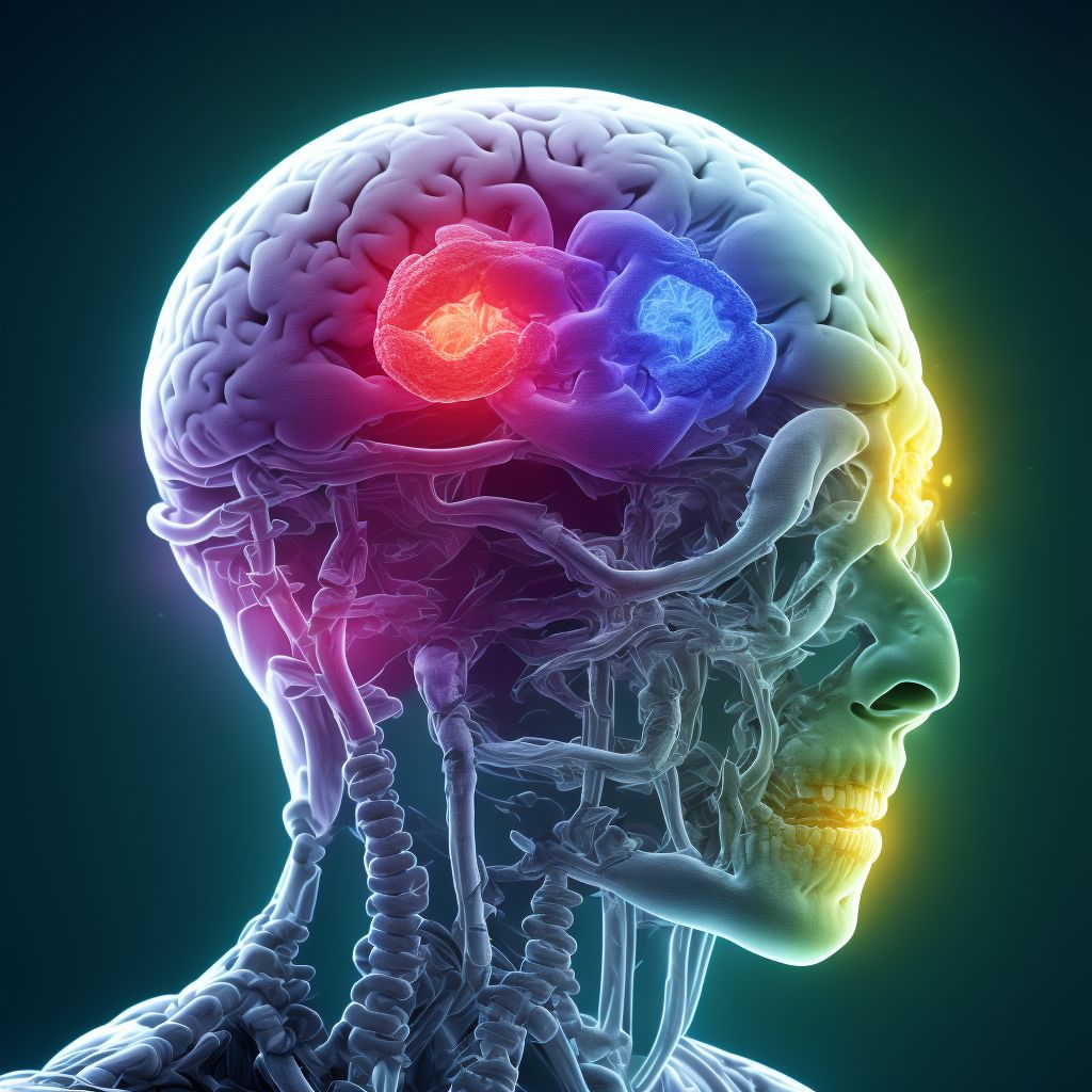 Hemiplegia and hemiparesis following cerebral infarction affecting right dominant side digital illustration