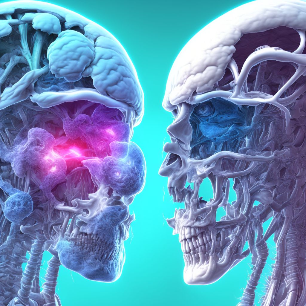 Hemiplegia and hemiparesis following cerebral infarction affecting right non-dominant side digital illustration