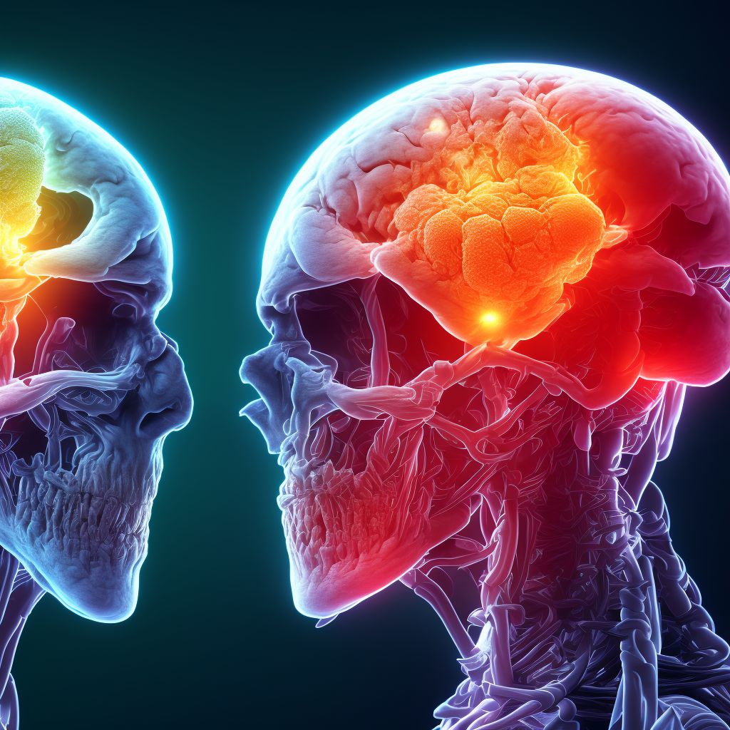 Hemiplegia and hemiparesis following cerebral infarction affecting left non-dominant side digital illustration