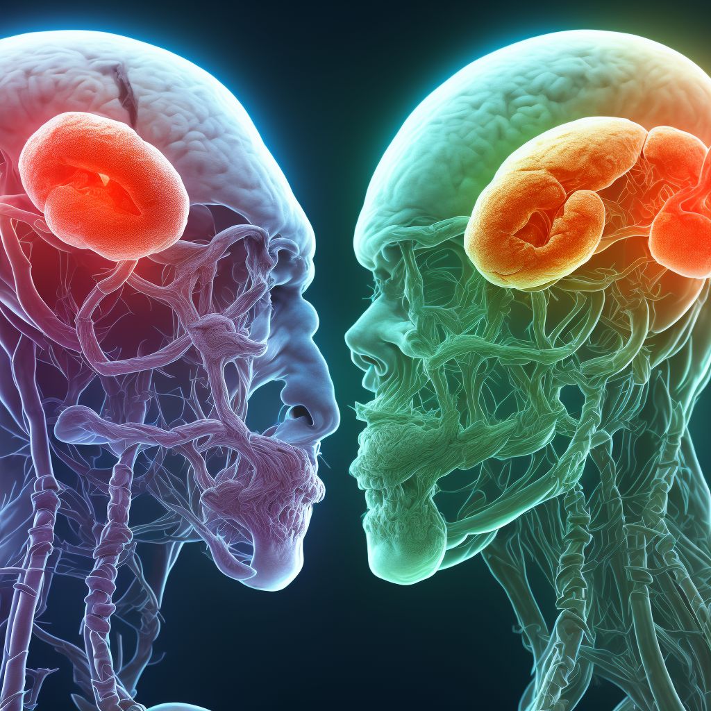 Hemiplegia and hemiparesis following other cerebrovascular disease affecting left dominant side digital illustration