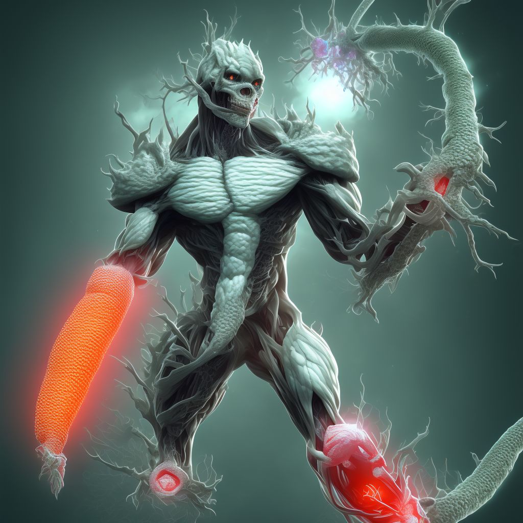 Monoplegia of lower limb following unspecified cerebrovascular disease affecting right non-dominant side digital illustration