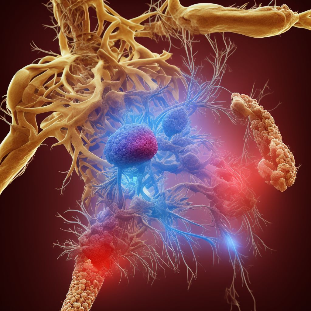 Atherosclerosis of native arteries of right leg with ulceration of other part of lower leg digital illustration