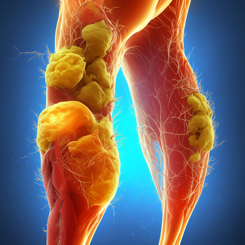 Atherosclerosis of native arteries of left leg with ulceration of ankle digital illustration