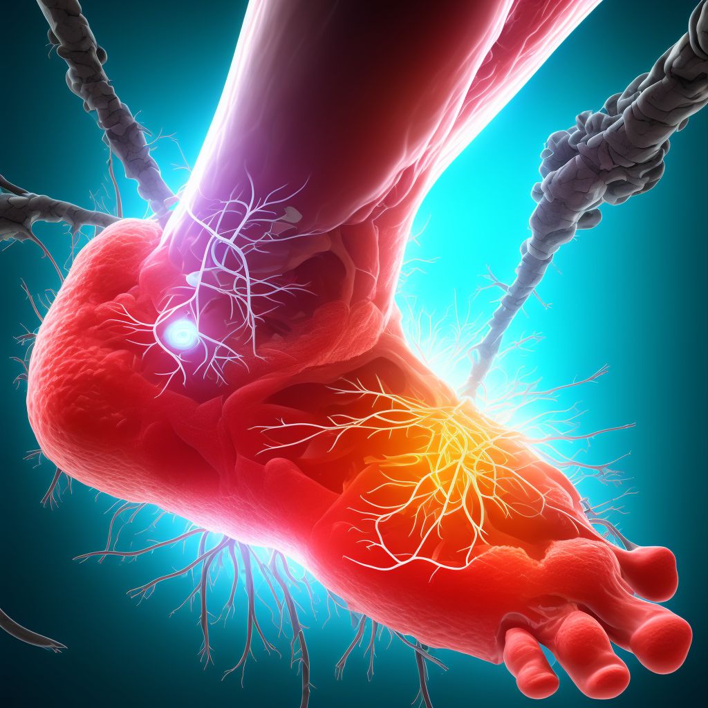 Atherosclerosis of native arteries of left leg with ulceration of other part of foot digital illustration