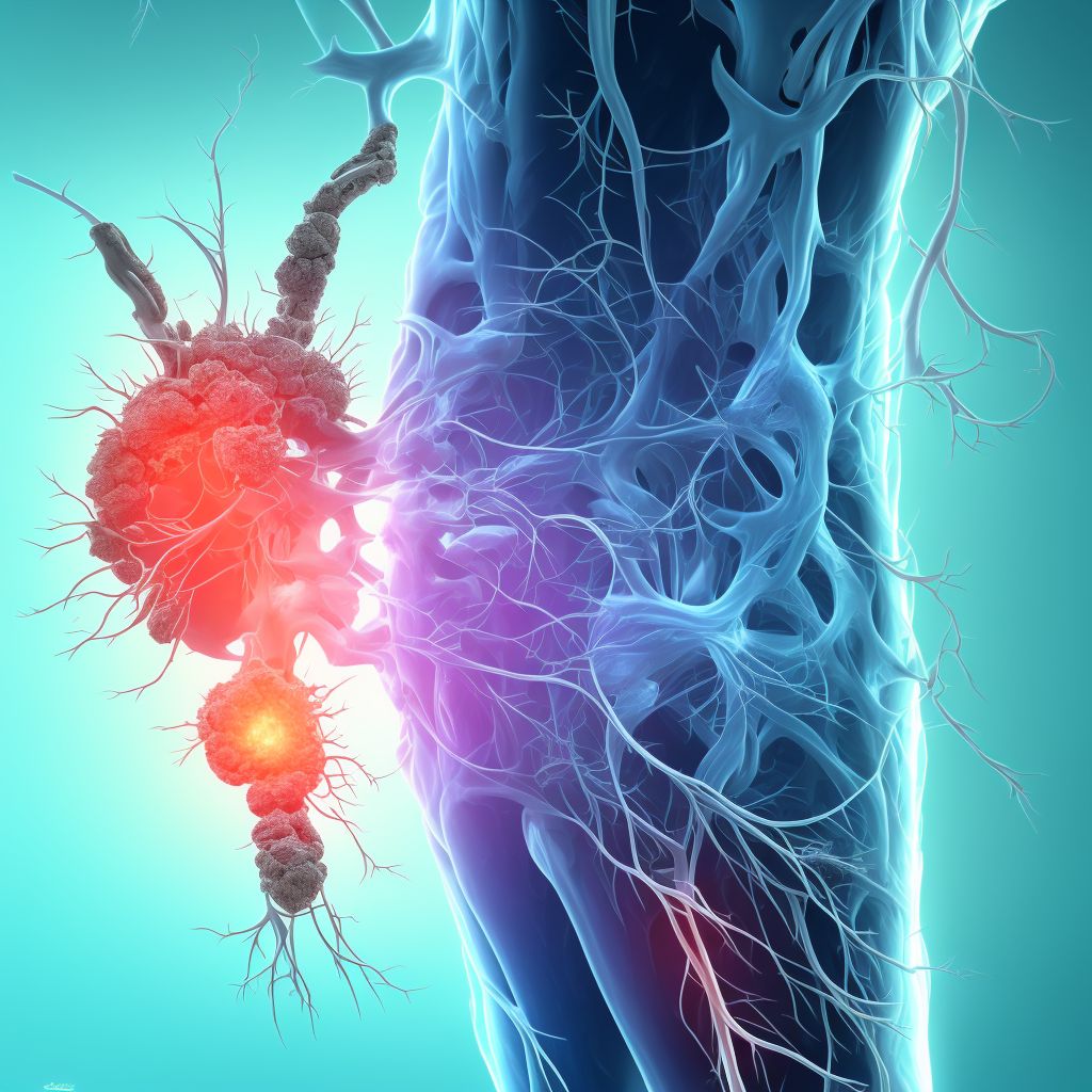 Atherosclerosis of unspecified type of bypass graft(s) of the left leg with ulceration of other part of lower leg digital illustration