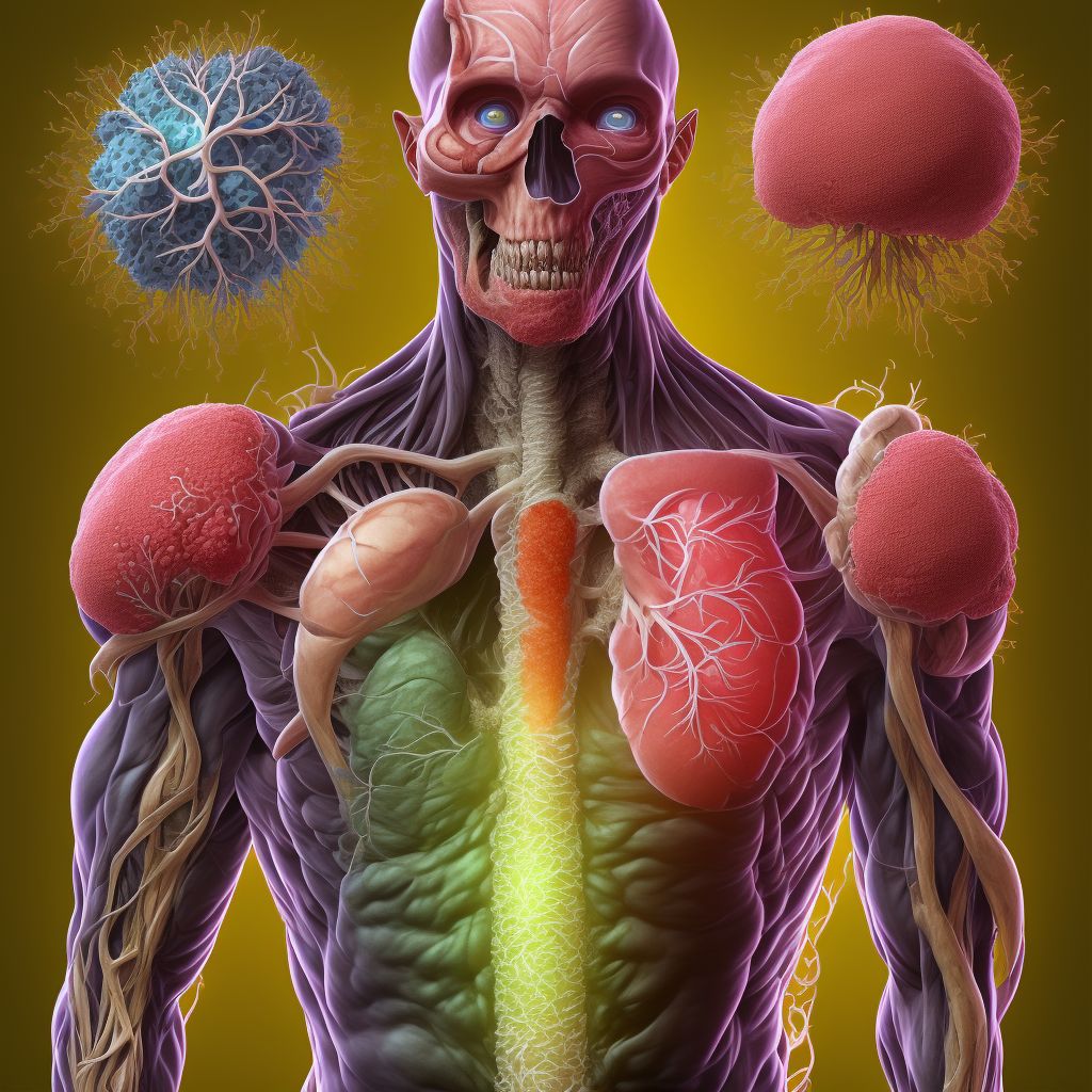 Atherosclerosis of unspecified type of bypass graft(s) of the extremities with gangrene, right leg digital illustration