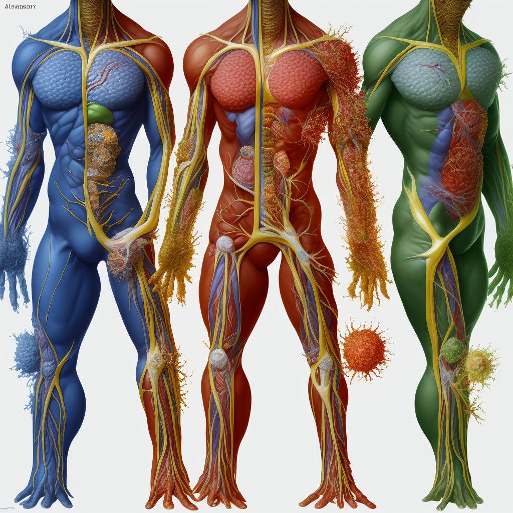 Atherosclerosis of autologous vein bypass graft(s) of the extremities with rest pain, bilateral legs digital illustration