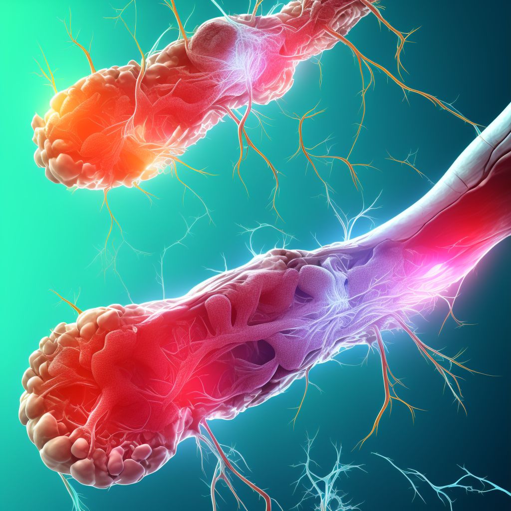 Atherosclerosis of autologous vein bypass graft(s) of the right leg with ulceration of other part of foot digital illustration