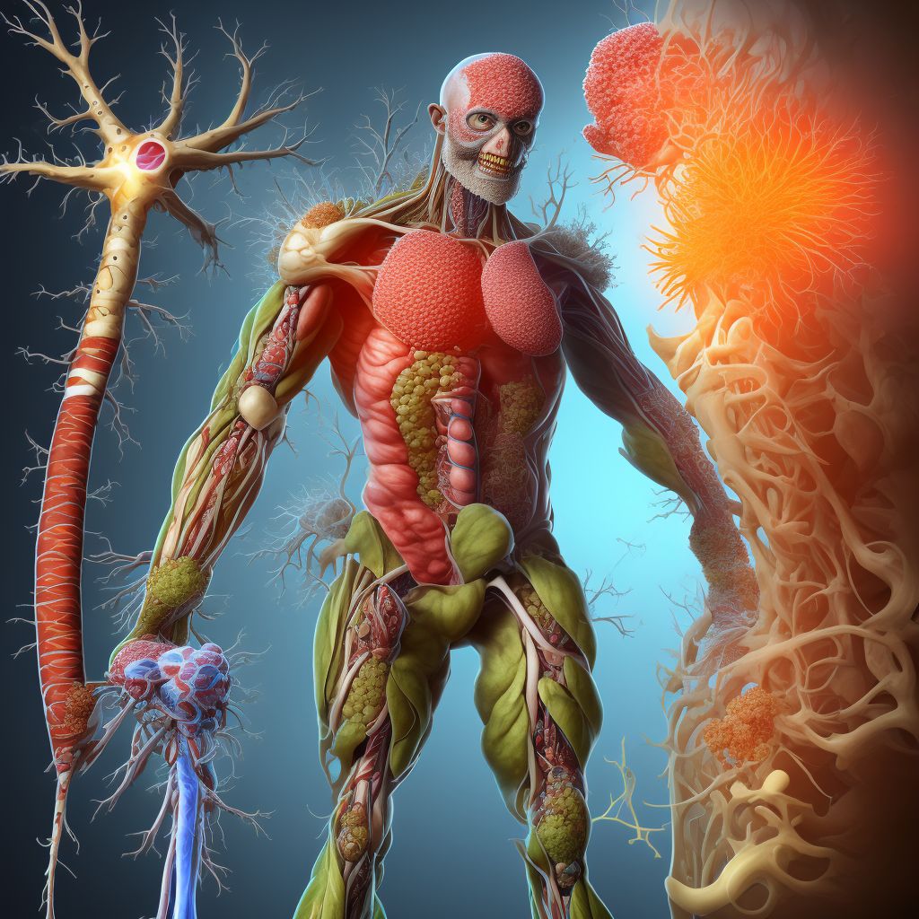 Atherosclerosis of nonautologous biological bypass graft(s) of the right leg with ulceration of unspecified site digital illustration