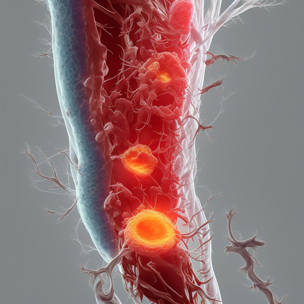 Atherosclerosis of nonautologous biological bypass graft(s) of the left leg with ulceration of ankle digital illustration