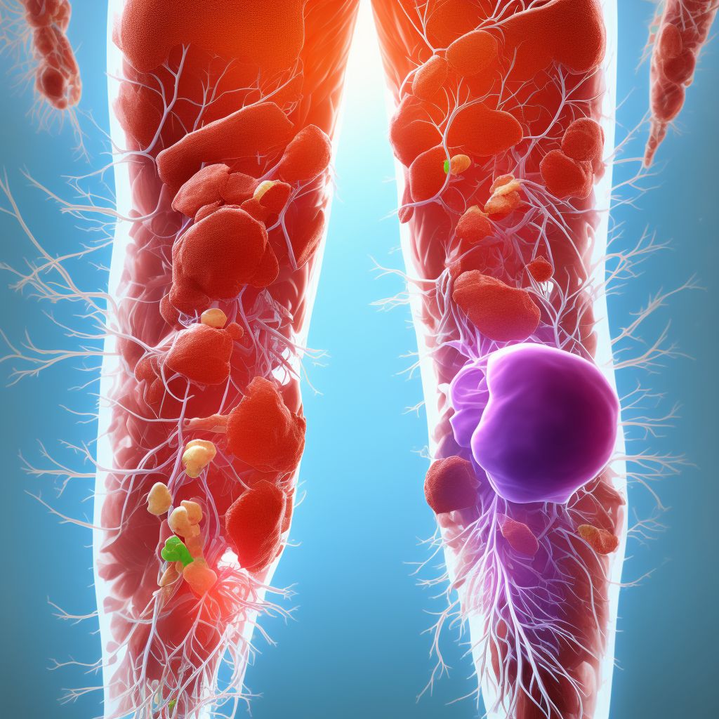 Atherosclerosis of nonautologous biological bypass graft(s) of the left leg with ulceration of heel and midfoot digital illustration