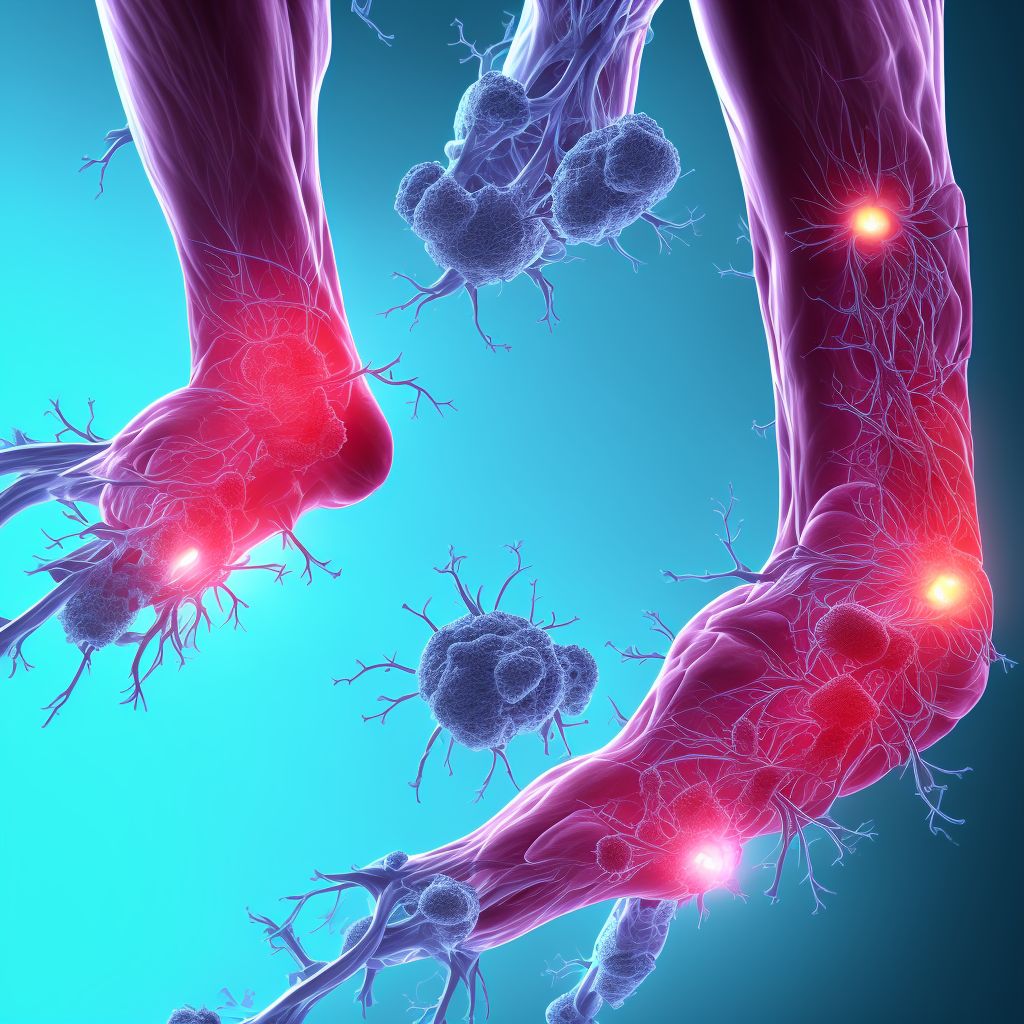 Atherosclerosis of nonautologous biological bypass graft(s) of the left leg with ulceration of other part of lower leg digital illustration