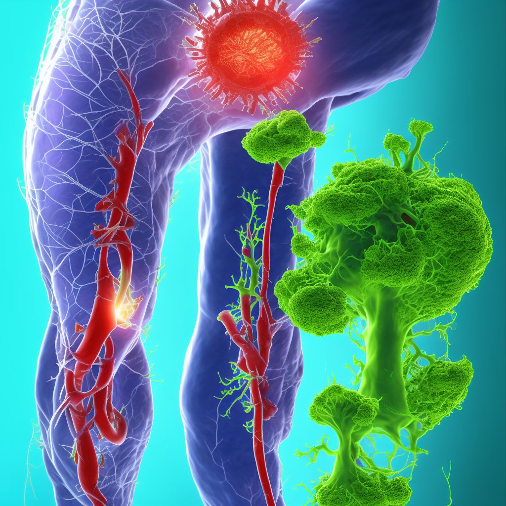 Atherosclerosis of nonautologous biological bypass graft(s) of the left leg with ulceration of unspecified site digital illustration