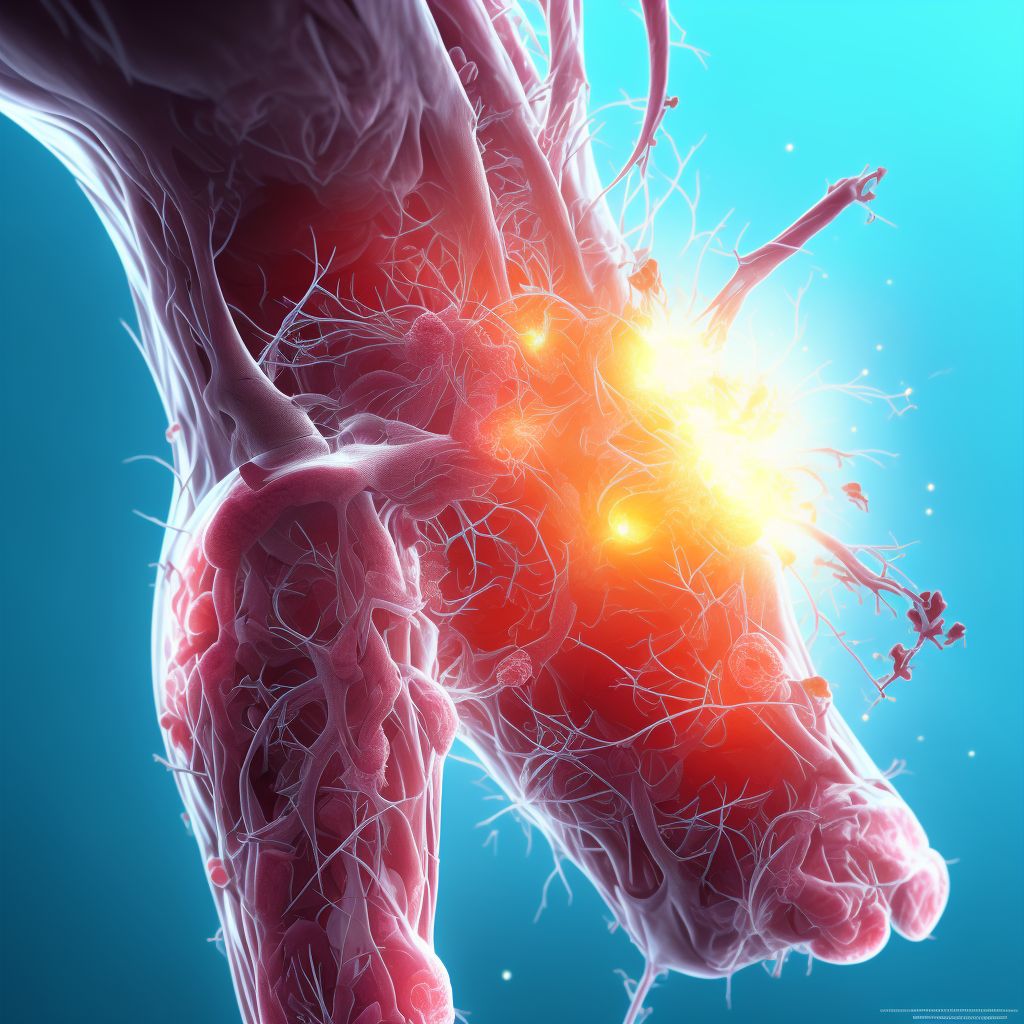 Atherosclerosis of nonbiological bypass graft(s) of the right leg with ulceration of ankle digital illustration