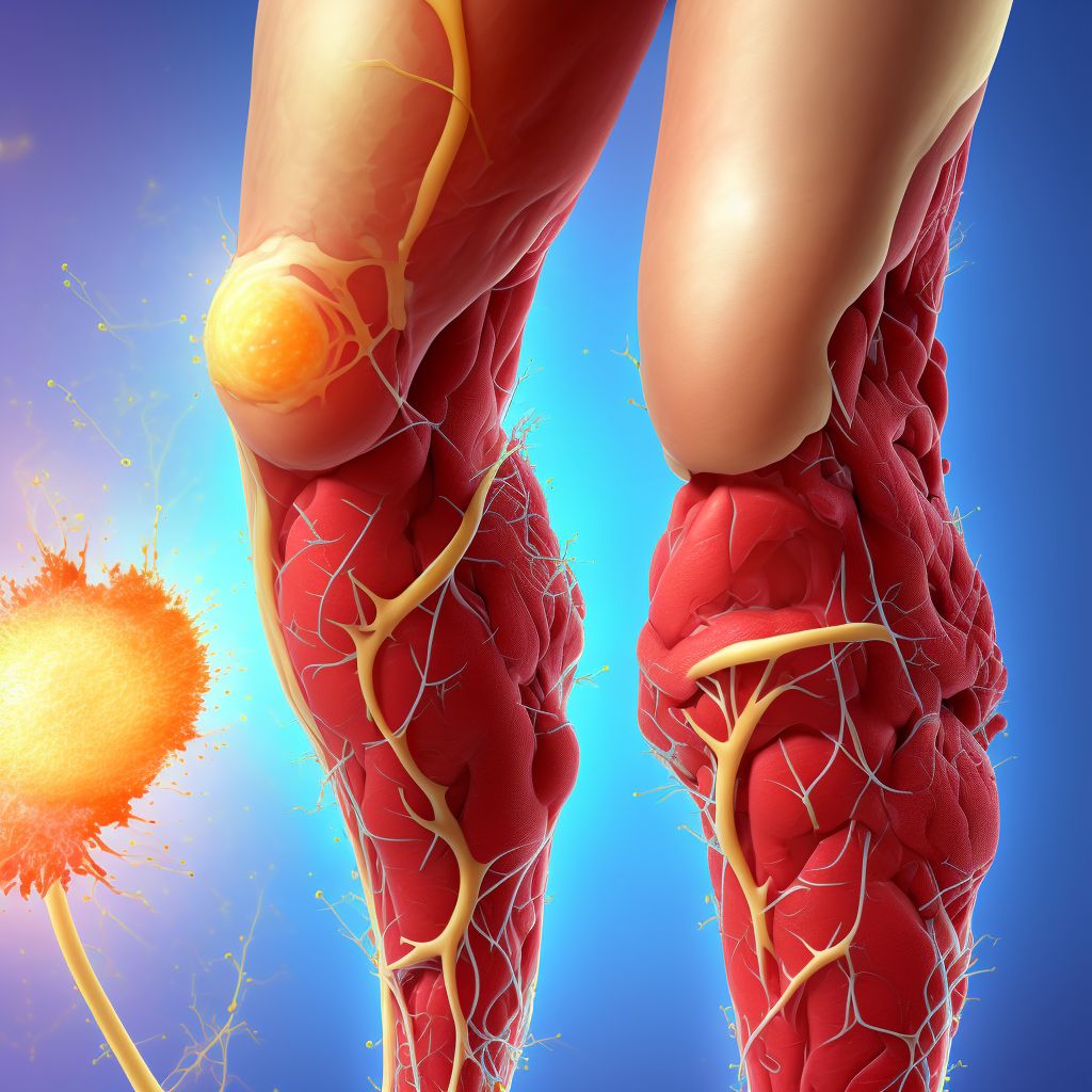 Atherosclerosis of nonbiological bypass graft(s) of the right leg with ulceration of other part of foot digital illustration