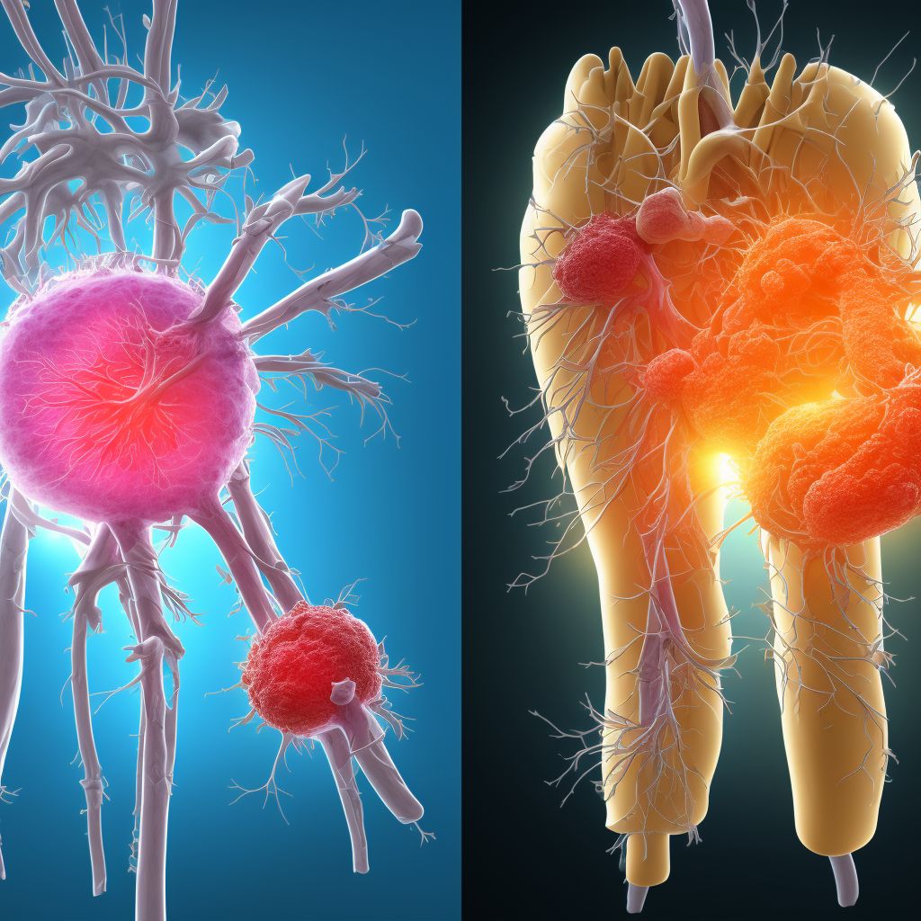 Atherosclerosis of nonbiological bypass graft(s) of the right leg with ulceration of unspecified site digital illustration