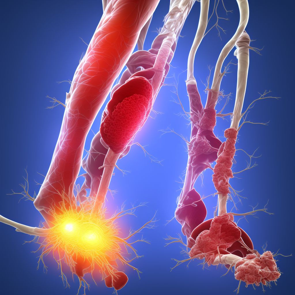 Atherosclerosis of nonbiological bypass graft(s) of the left leg with ulceration of ankle digital illustration