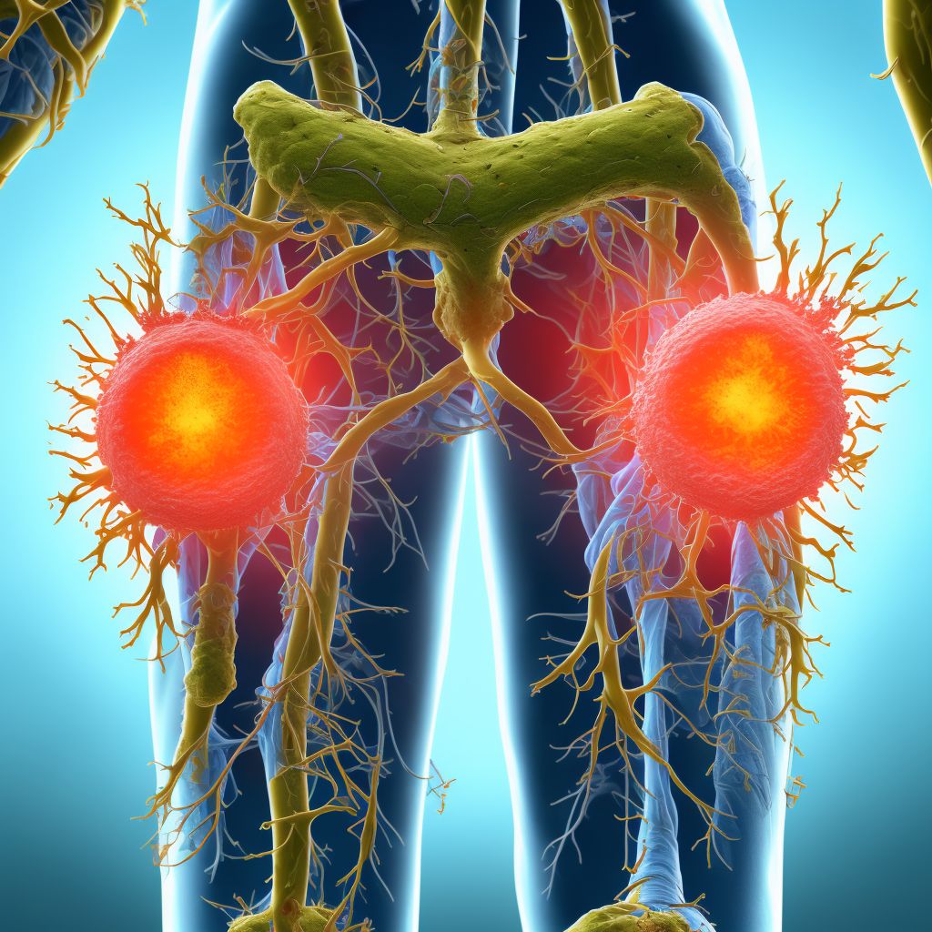 Atherosclerosis of nonbiological bypass graft(s) of the left leg with ulceration of other part of lower leg digital illustration