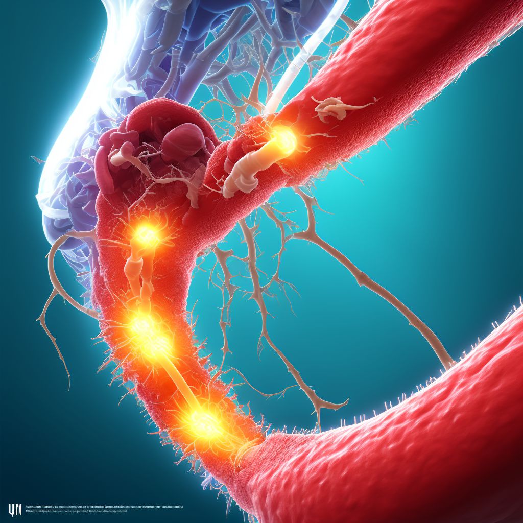 Atherosclerosis of other type of bypass graft(s) of the left leg with ulceration of unspecified site digital illustration