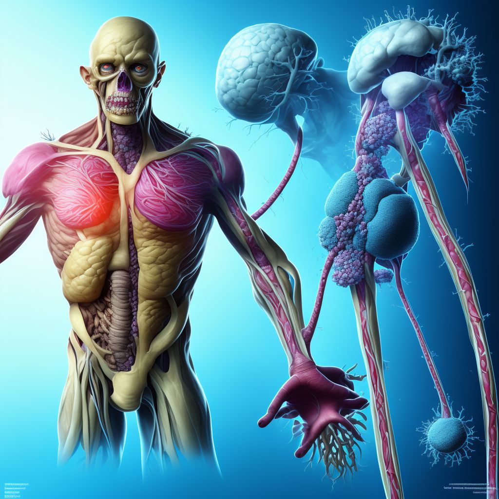 Atherosclerosis of other type of bypass graft(s) of the extremities with gangrene, right leg digital illustration