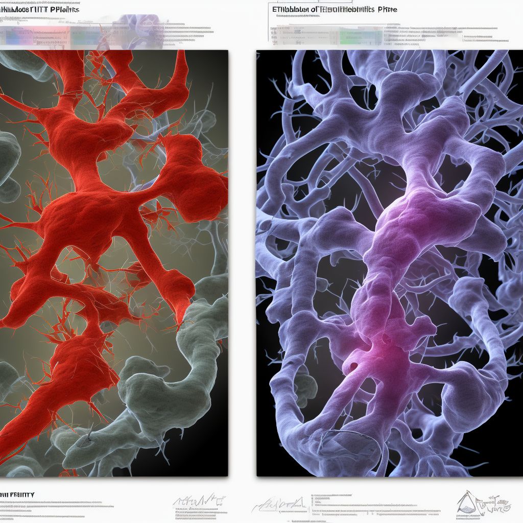 Acute embolism and thrombosis of right peroneal vein digital illustration