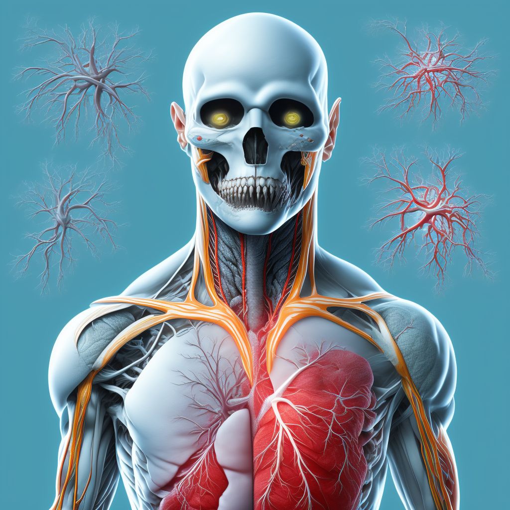 Chronic embolism and thrombosis of superficial veins of right upper extremity digital illustration