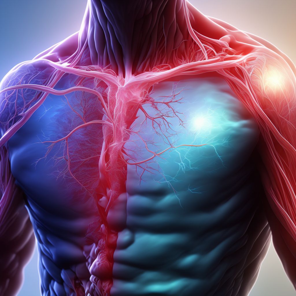 Chronic embolism and thrombosis of deep veins of left upper extremity digital illustration