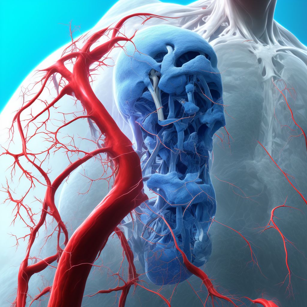 Embolism and thrombosis of superficial veins of right lower extremity digital illustration