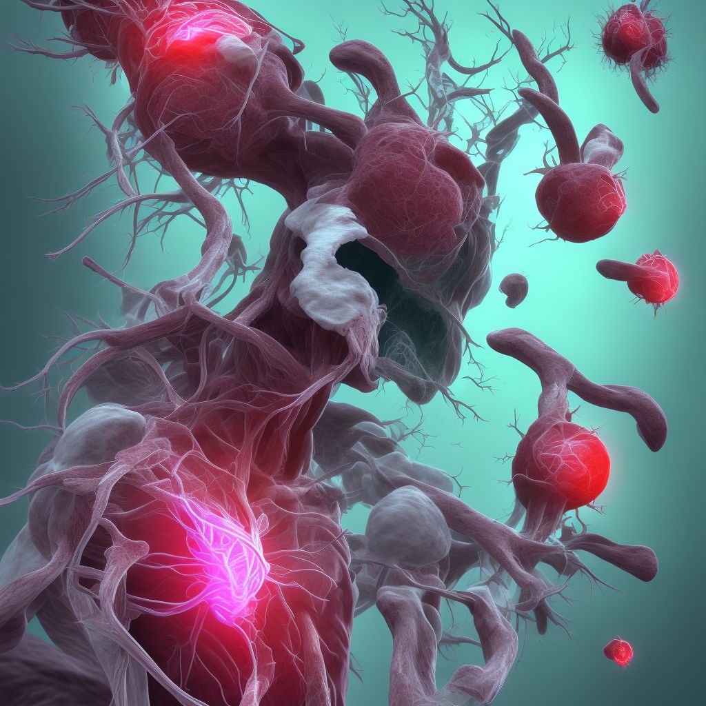 Embolism and thrombosis of superficial veins of left lower extremity digital illustration