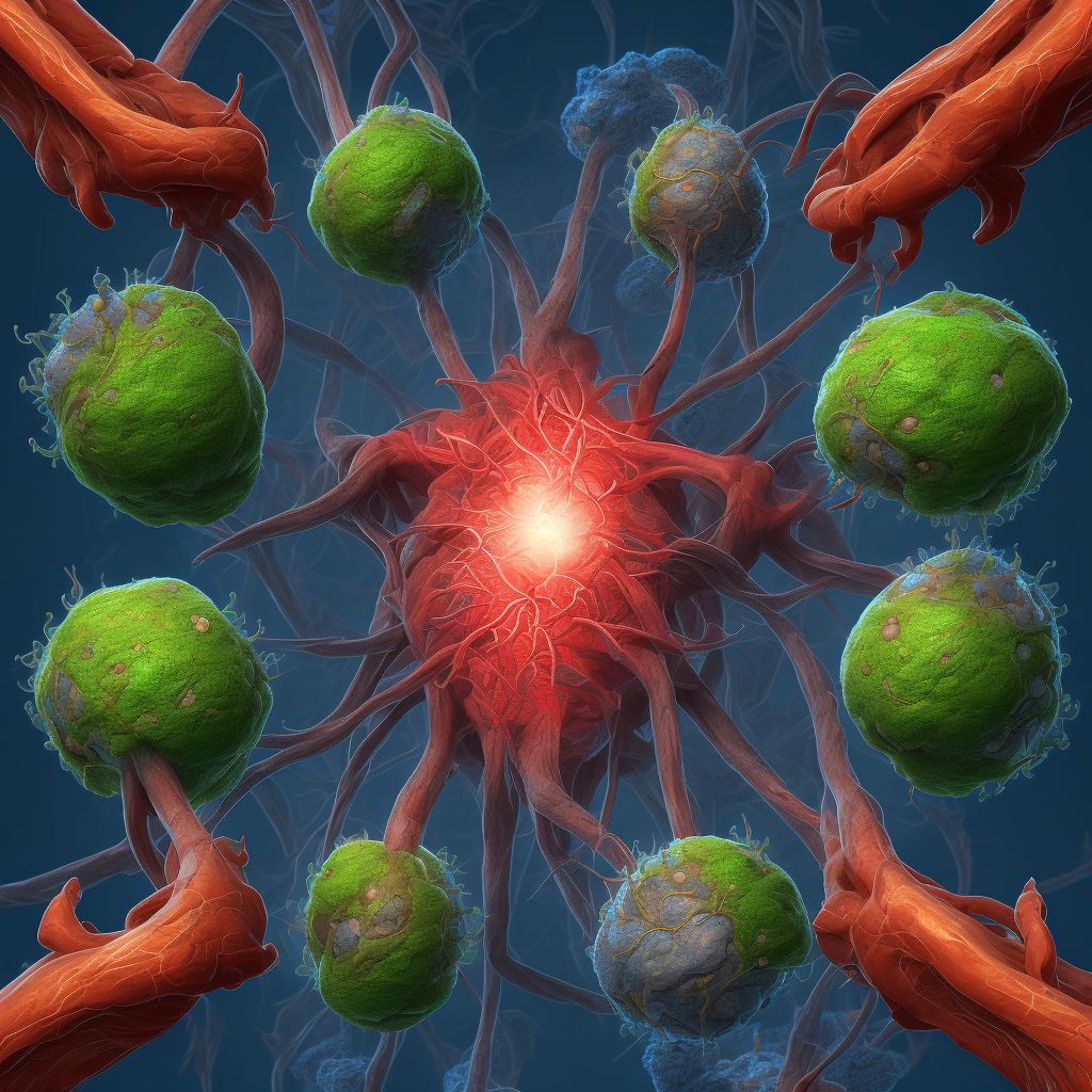 Chronic embolism and thrombosis of left axillary vein digital illustration