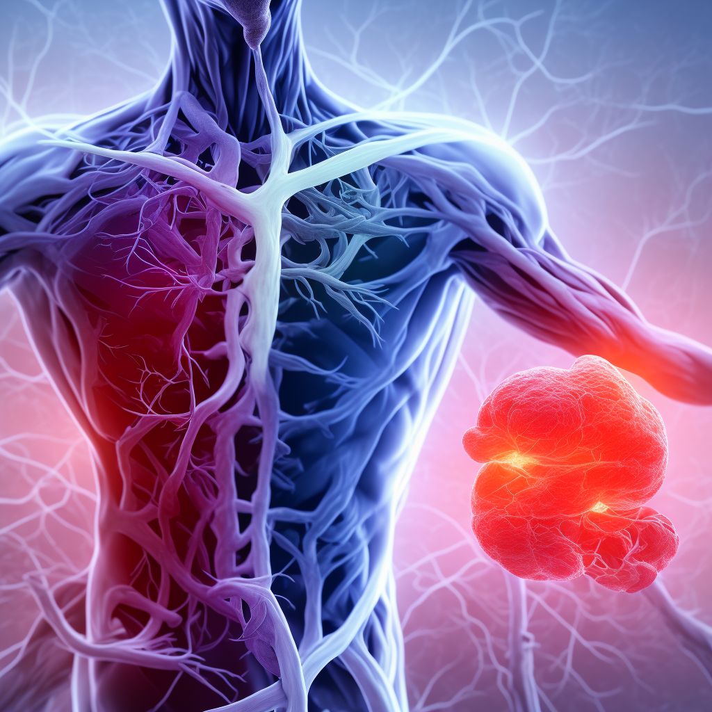 Acute embolism and thrombosis of left subclavian vein digital illustration