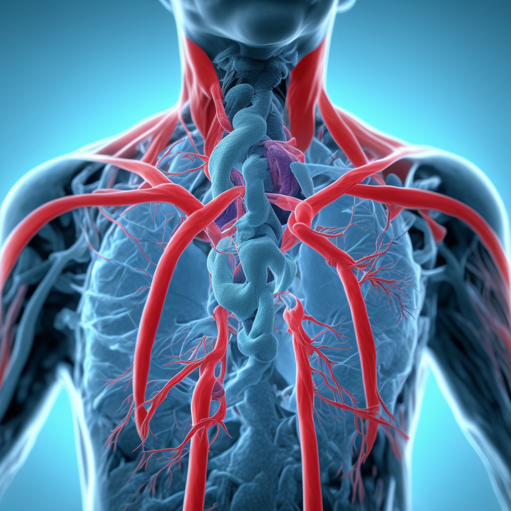 Acute embolism and thrombosis of right internal jugular vein digital illustration