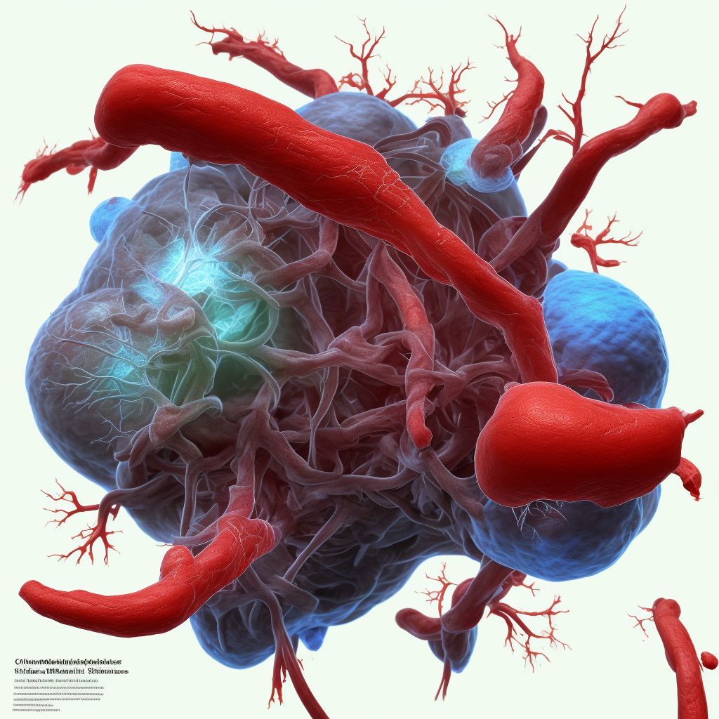 Chronic embolism and thrombosis of left internal jugular vein digital illustration