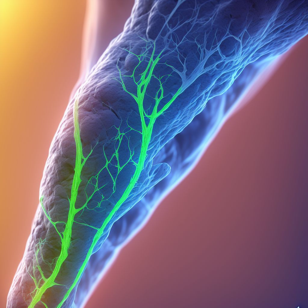 Varicose veins of unspecified lower extremity with ulcer of thigh digital illustration