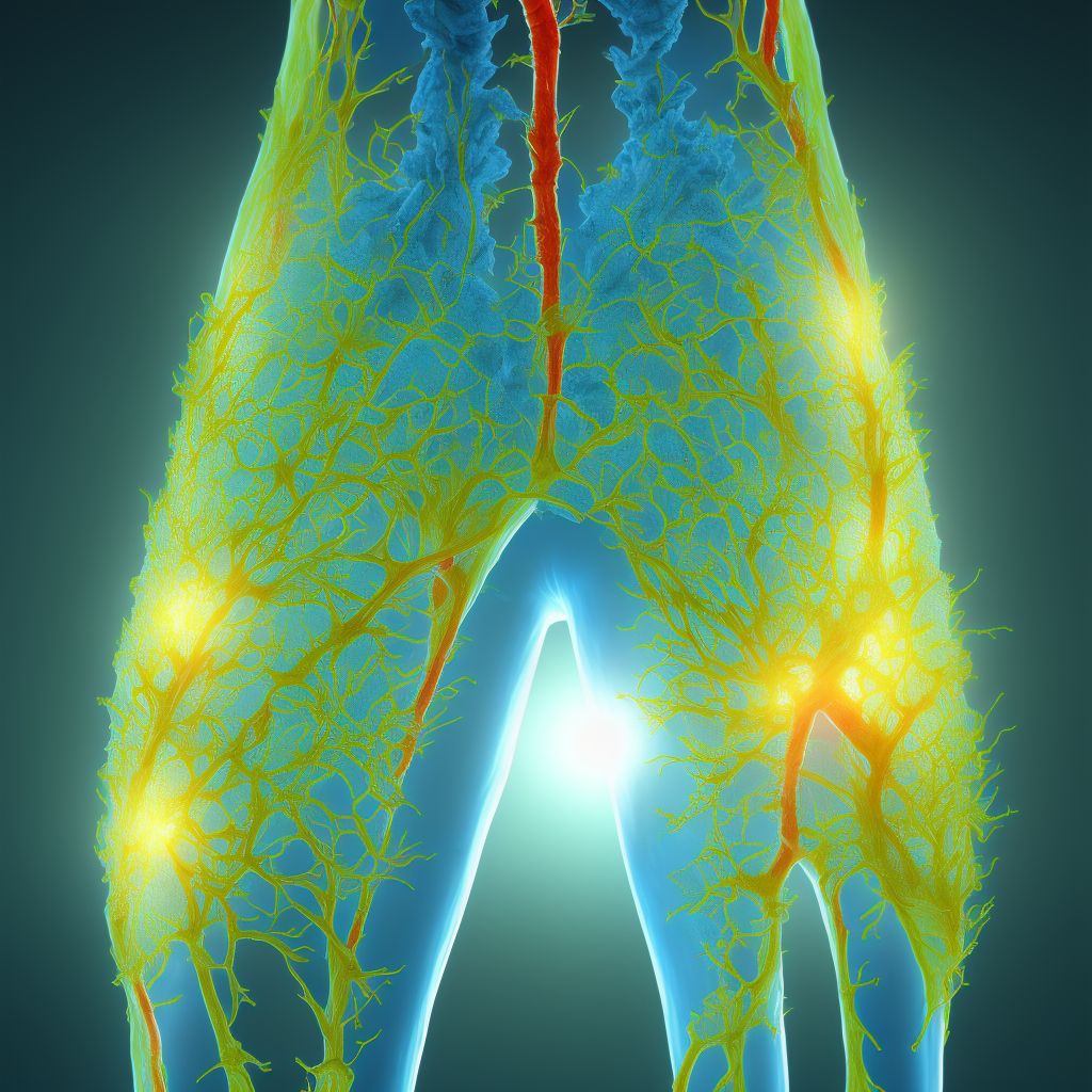 Varicose veins of right lower extremity with ulcer of thigh digital illustration