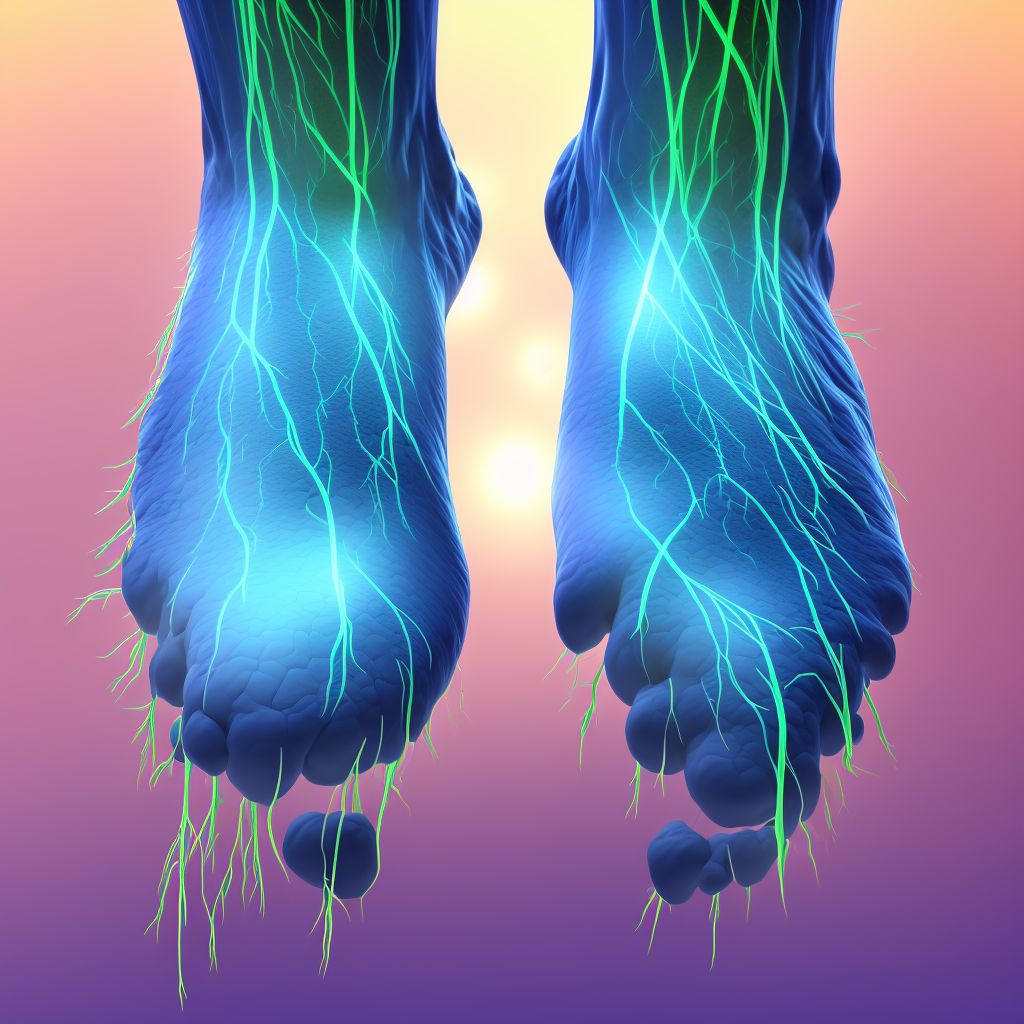 Varicose veins of right lower extremity with ulcer of ankle digital illustration