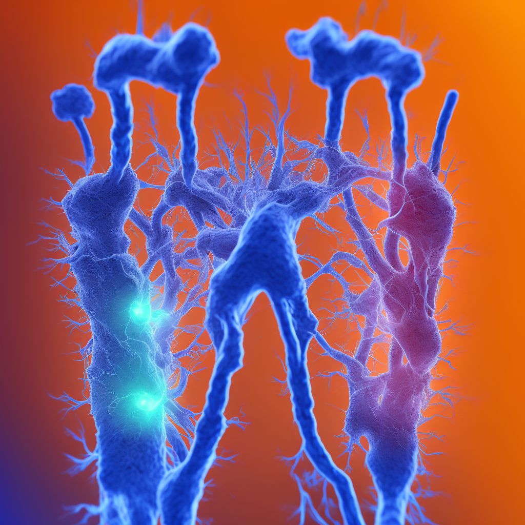 Varicose veins of right lower extremity with ulcer of heel and midfoot digital illustration